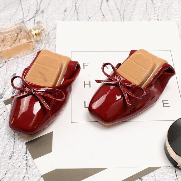 Buy Dear Time Women Dear Time Flat Shoes Women Red Leather Casual Foldable Ballet Comfortable Shoes